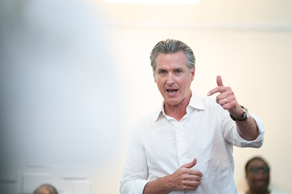 Governor Gavin Newsom speaking.