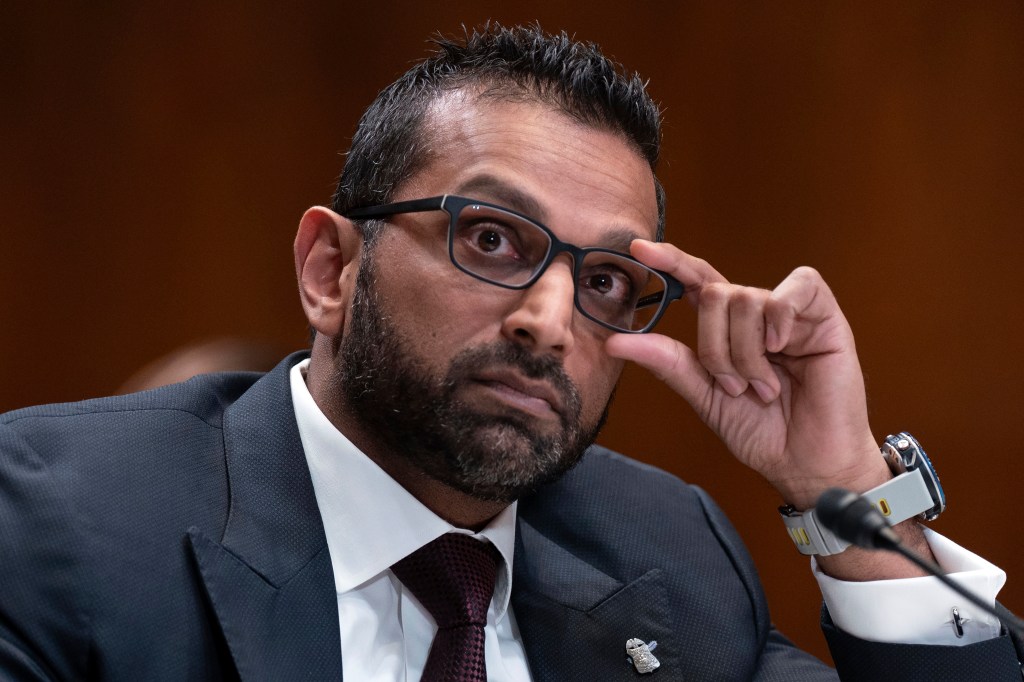 FBI Director Kash Patel testifying before a Senate committee.