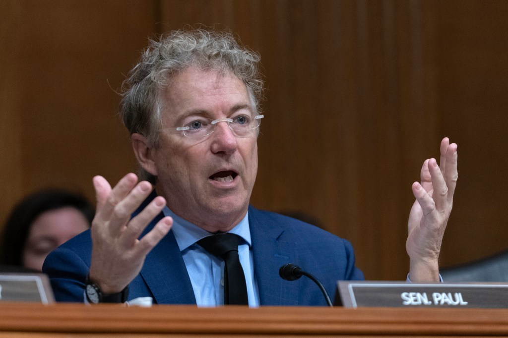 Senator Rand Paul speaking at a hearing.