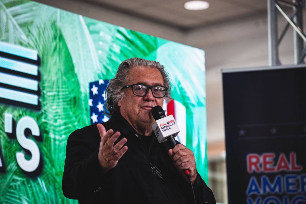 Steve Bannon speaking at Turning Point USA's Student Action Summit.