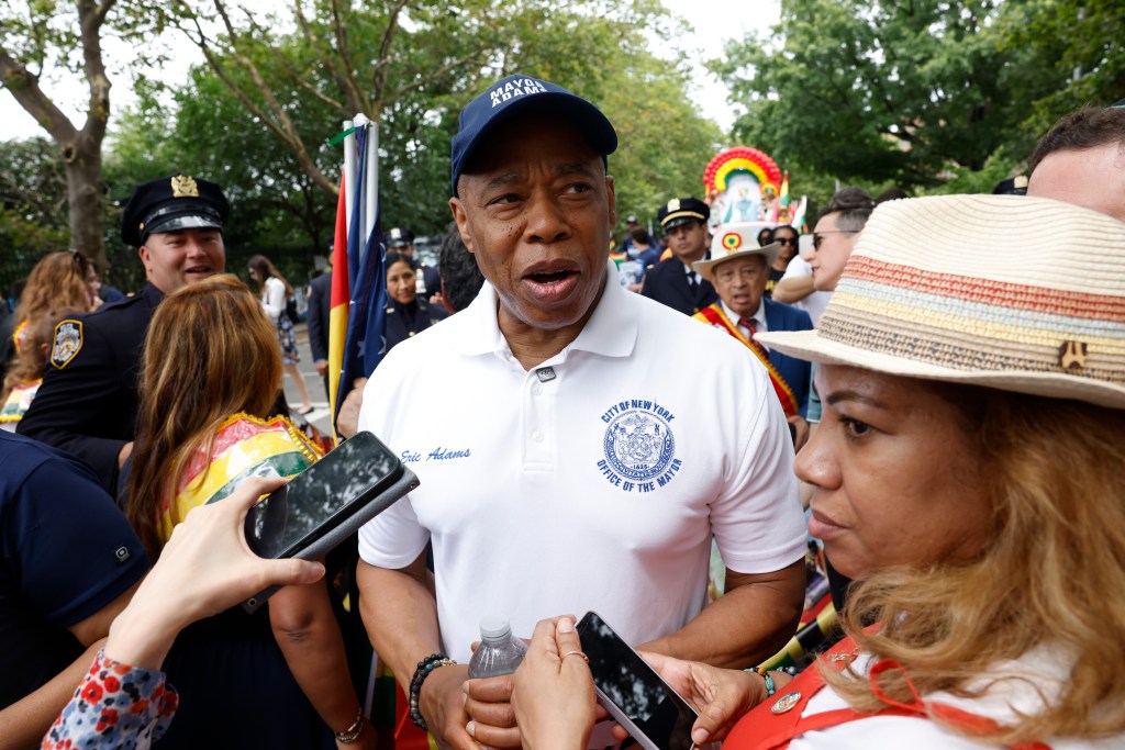 New York City Mayor Eric Adams at the Bolivian Day Parade.