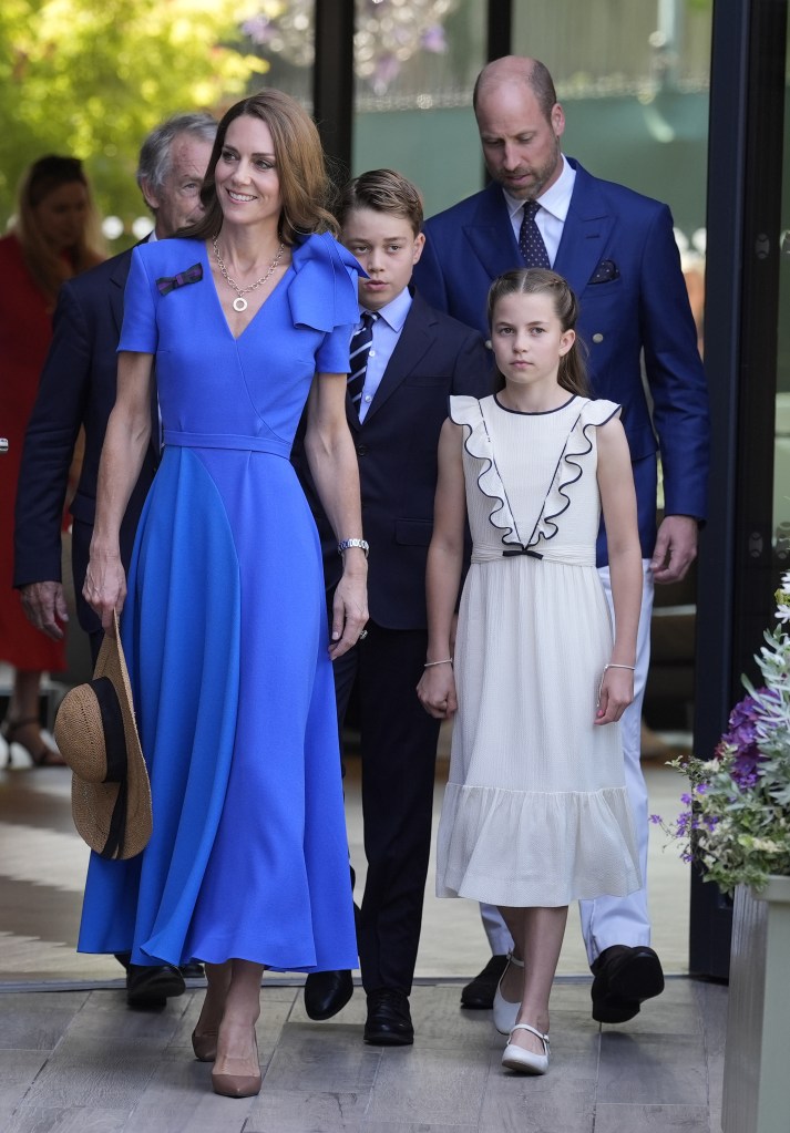 Kate Middleton, Prince William, Princess Charlotte and Prince George at Wimbledon 2025.
