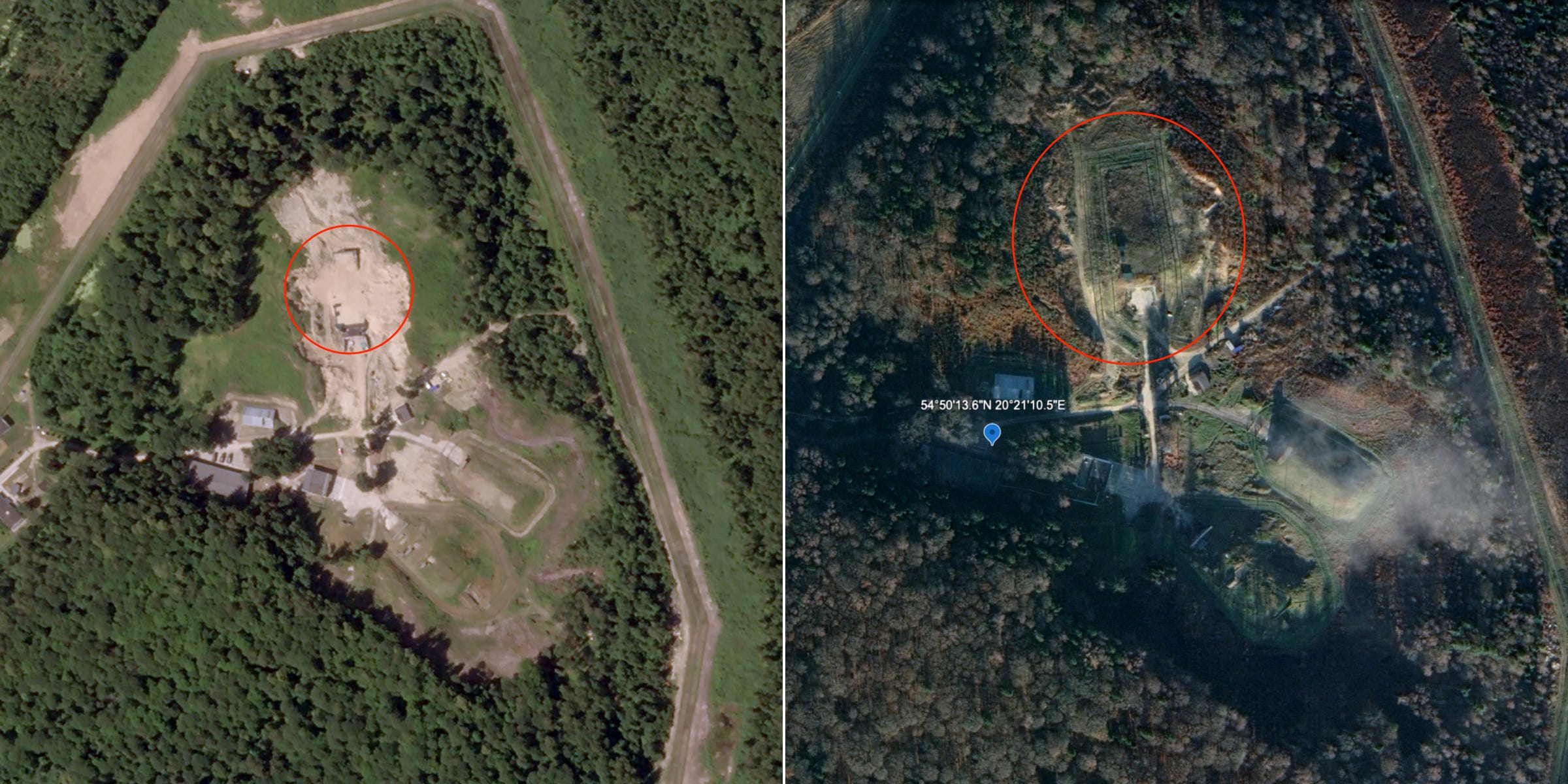 Satellite image comparisons show the construction of a new bunker by 2022.