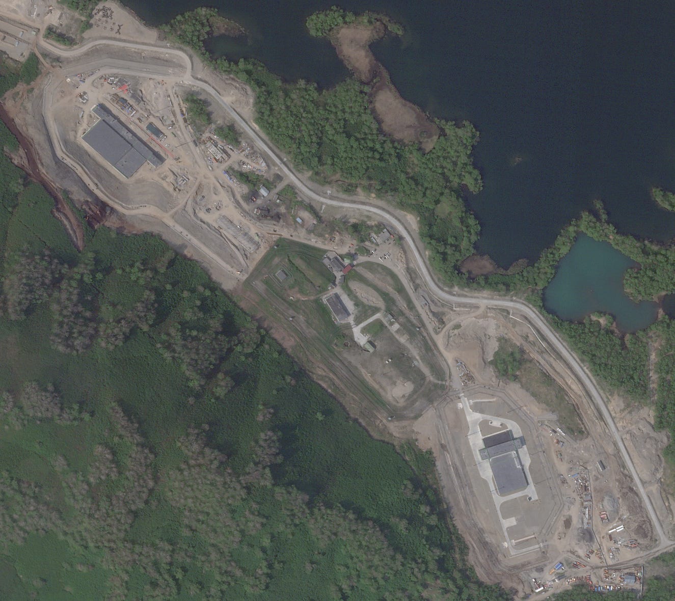 A satellite image shows an overhead view of suspected nuclear storage facilities in Kamchatka.