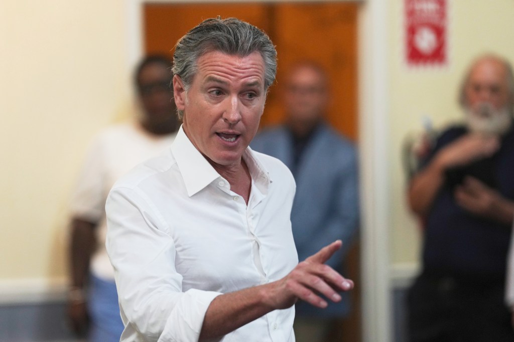 Gavin Newsom speaking.