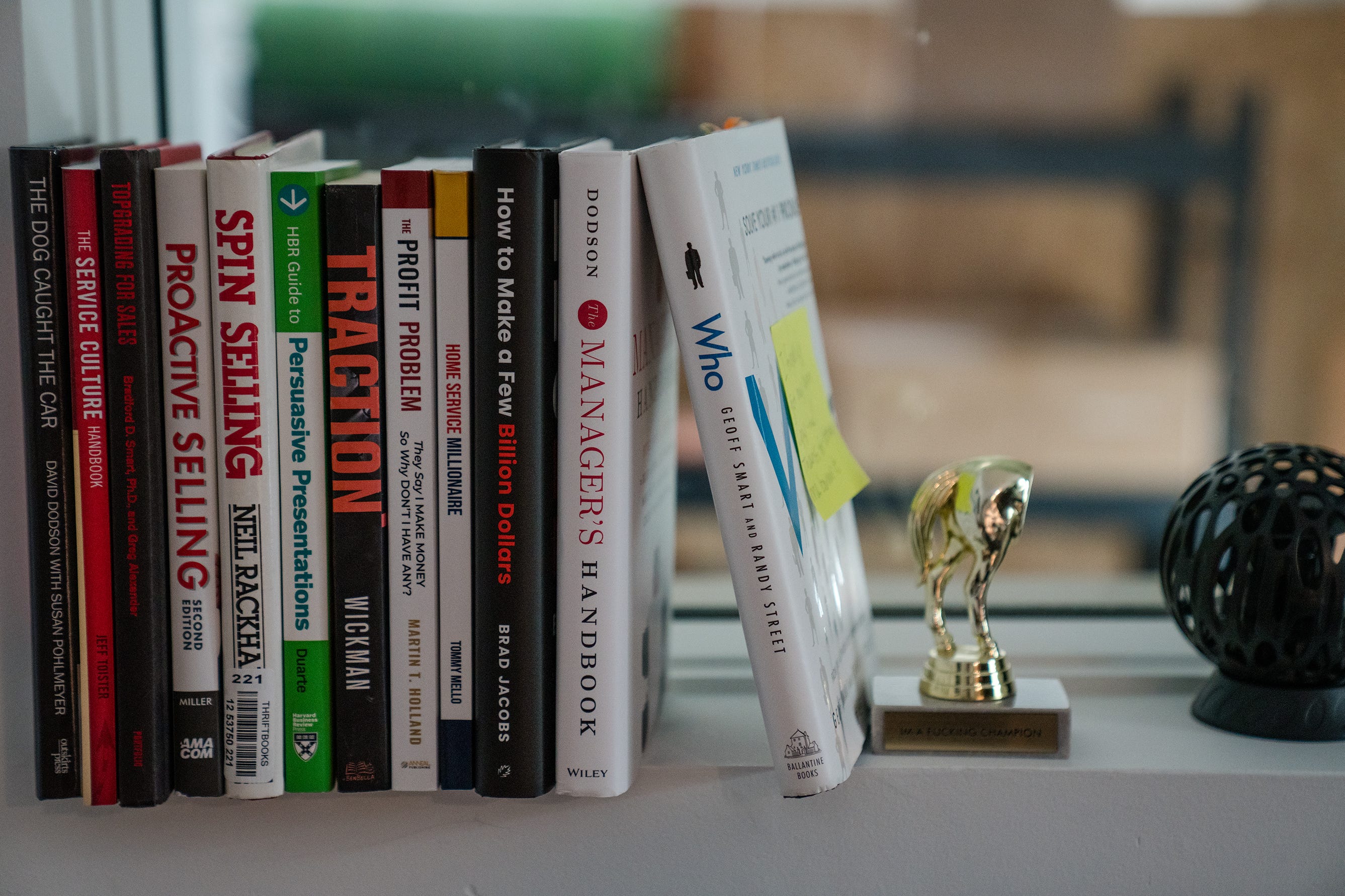 Books on a windowsill.