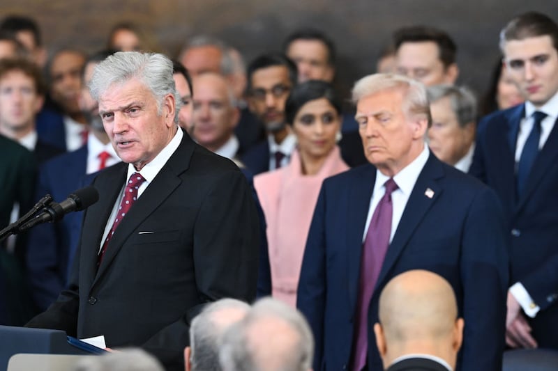 Evangelist Franklin Graham delivers an invocation during the inauguration ceremony of President-elect Donald Trump at the U.S. Capitol Rotunda on January 20, 2025 in Washington, DC.