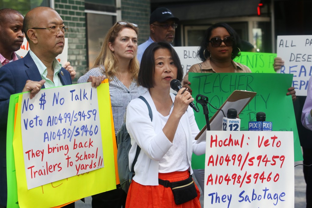Protest against New York State's proposed changes to NYC public school control.