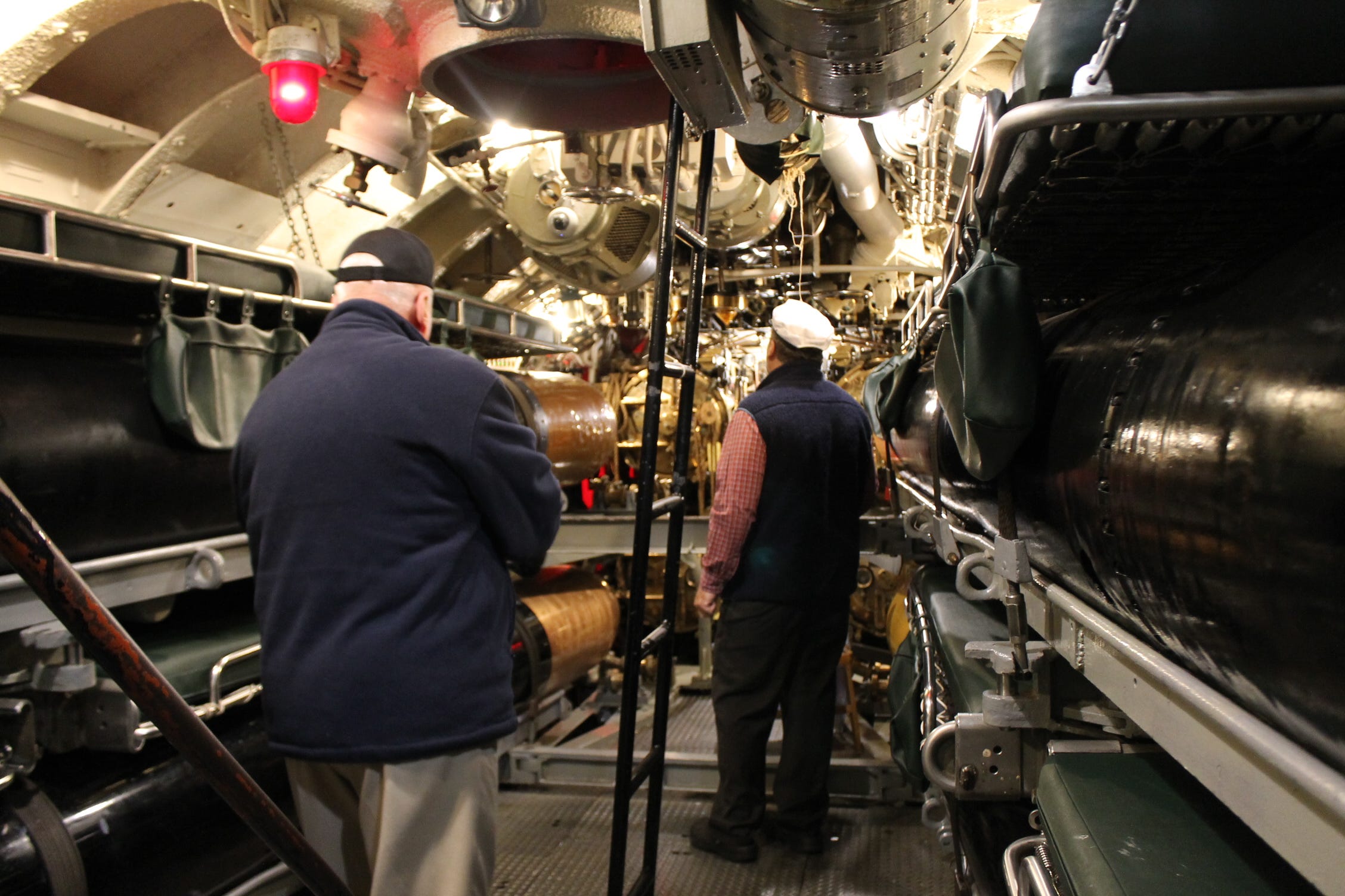 The forward torpedo room on the USS Cobia.