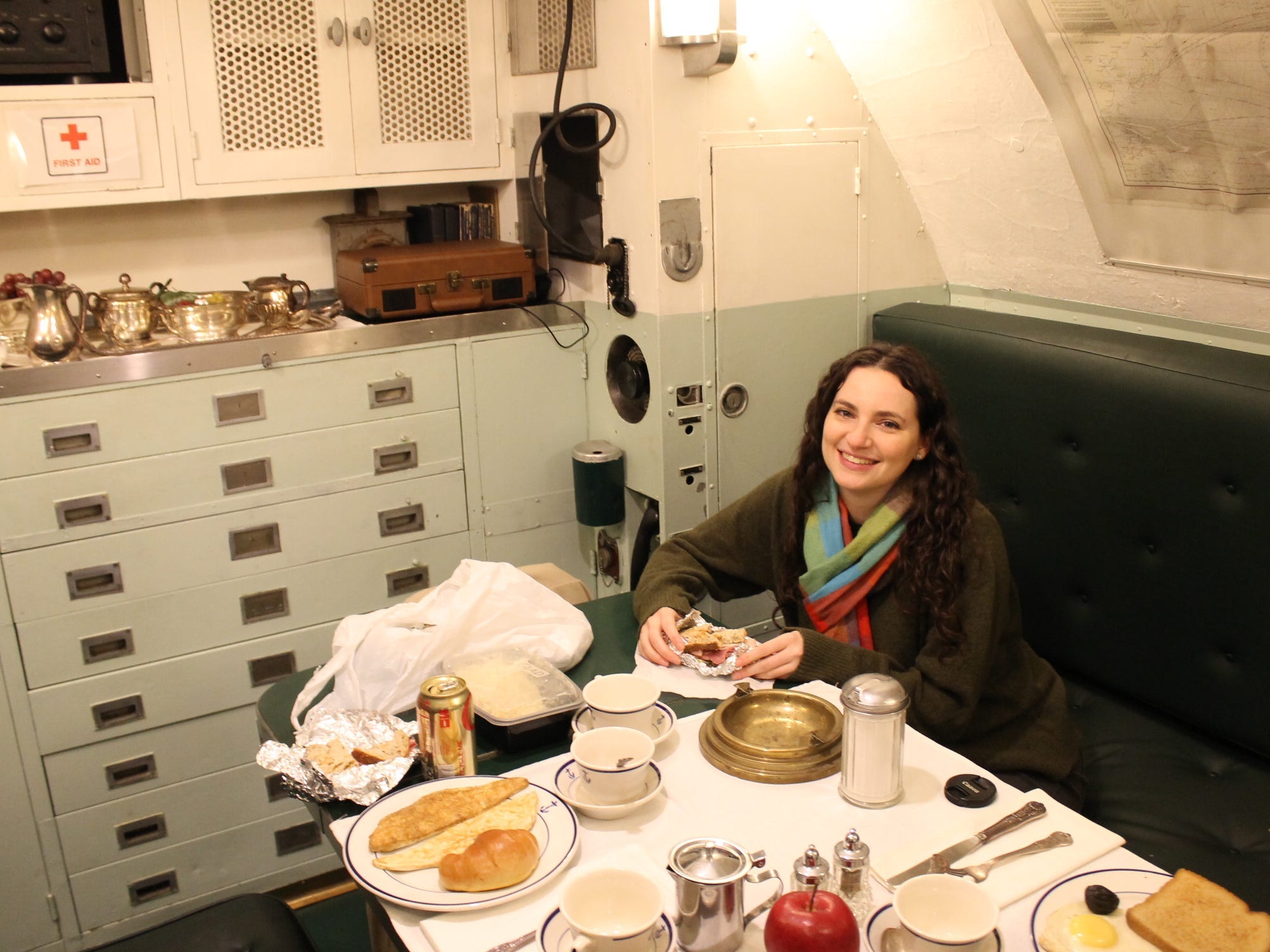 Dining in the ward room on the USS Cobia.