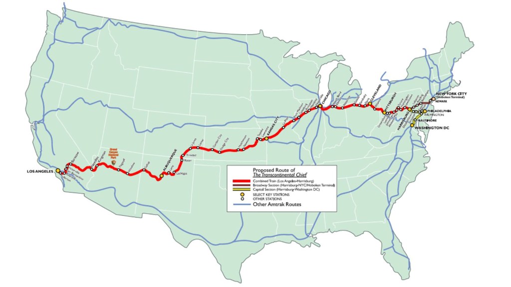 A proposed high-speed rail line could soon connect Los Angeles to New York City in under 72 hours