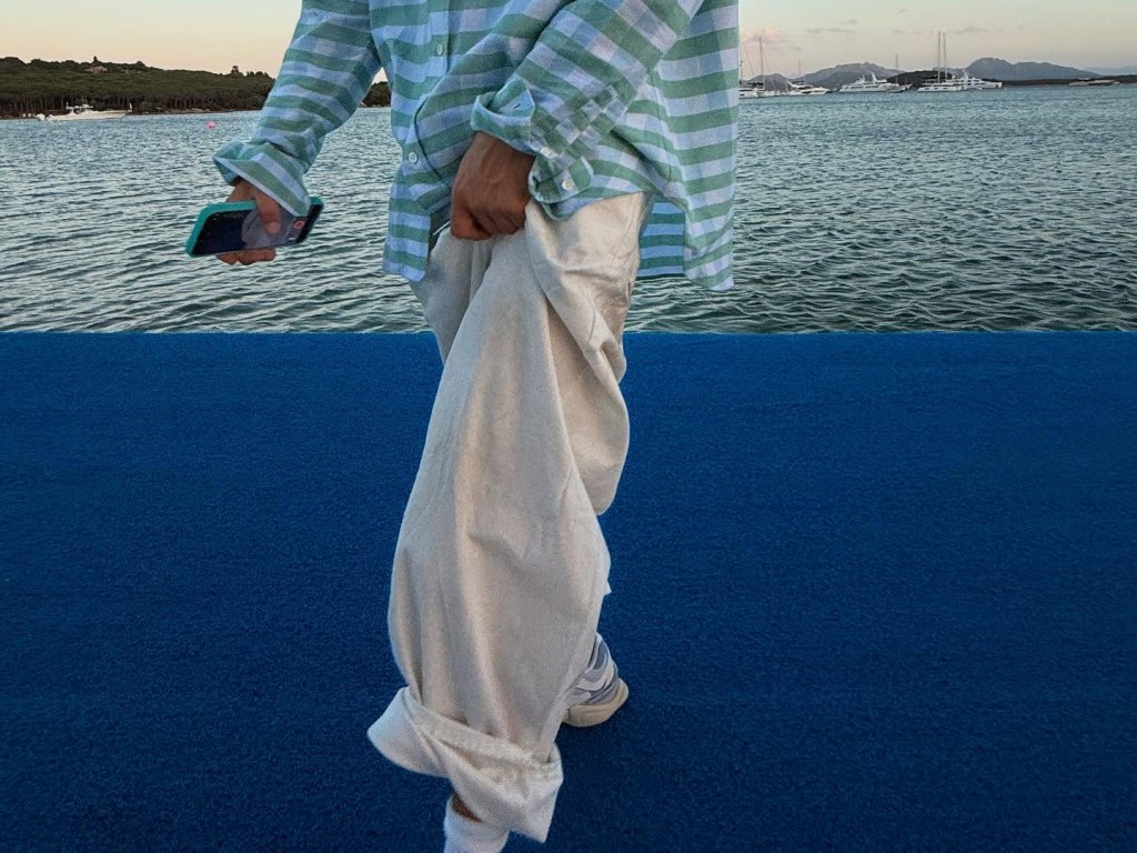 Justin Bieber on a boat in Italy in an Instagram posted Sunday. 