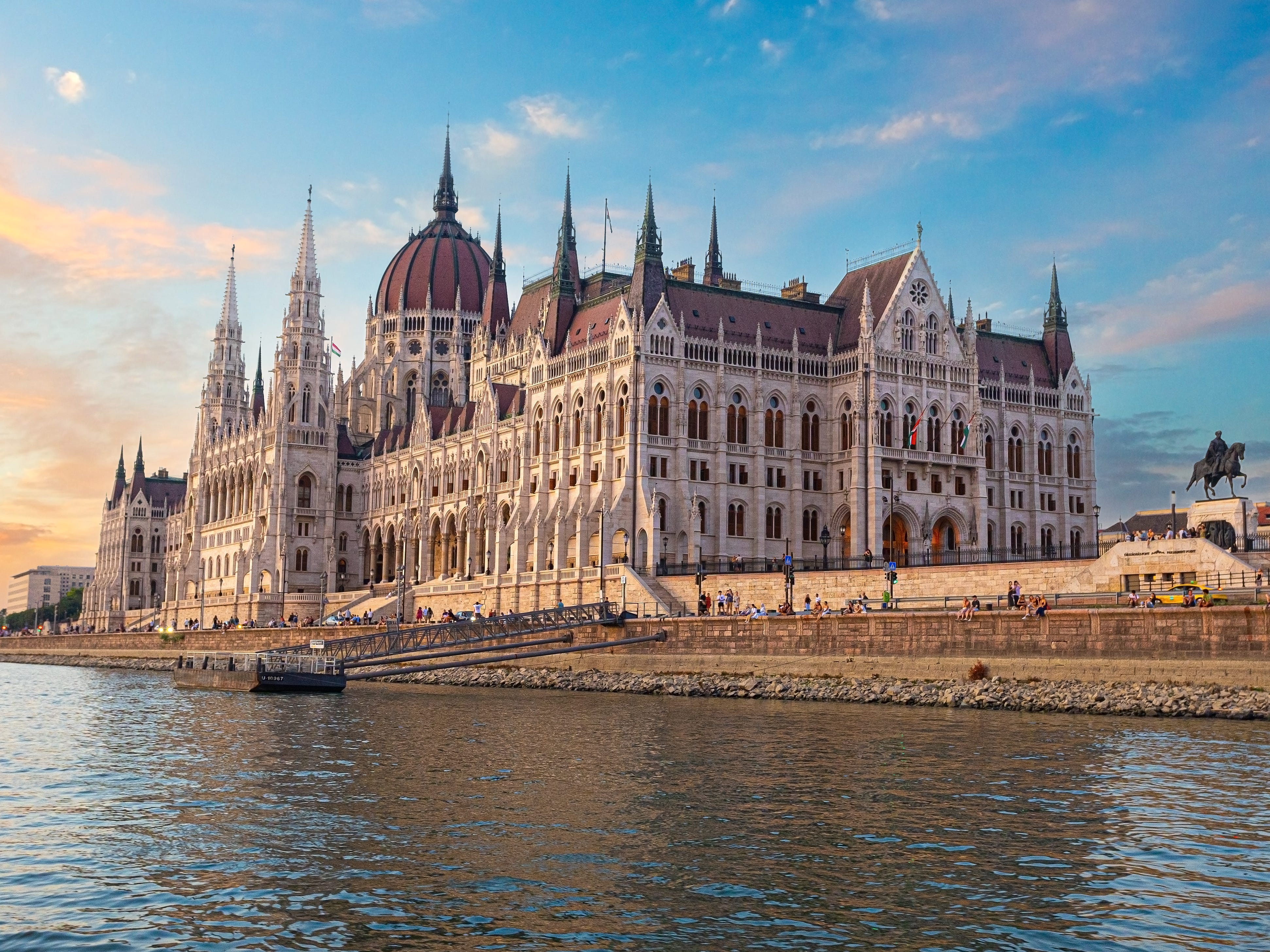 Hungarian parliament building next to water