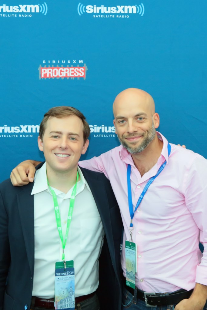 Photo of David Litt and Pete Dominick at the 2016 Democratic National Convention.