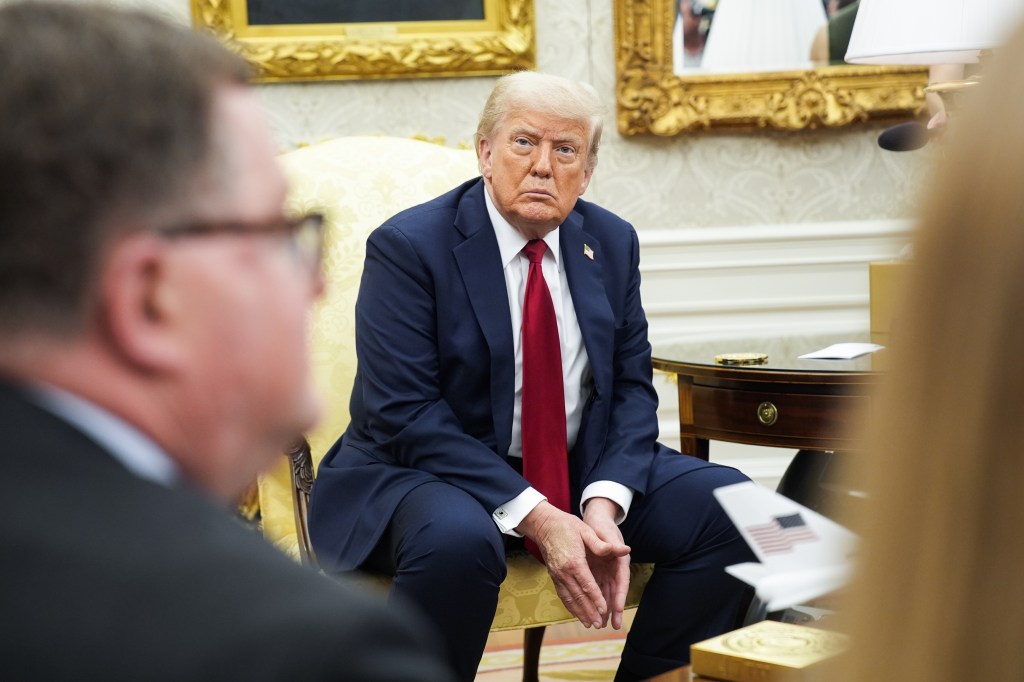 President Donald Trump in a meeting.