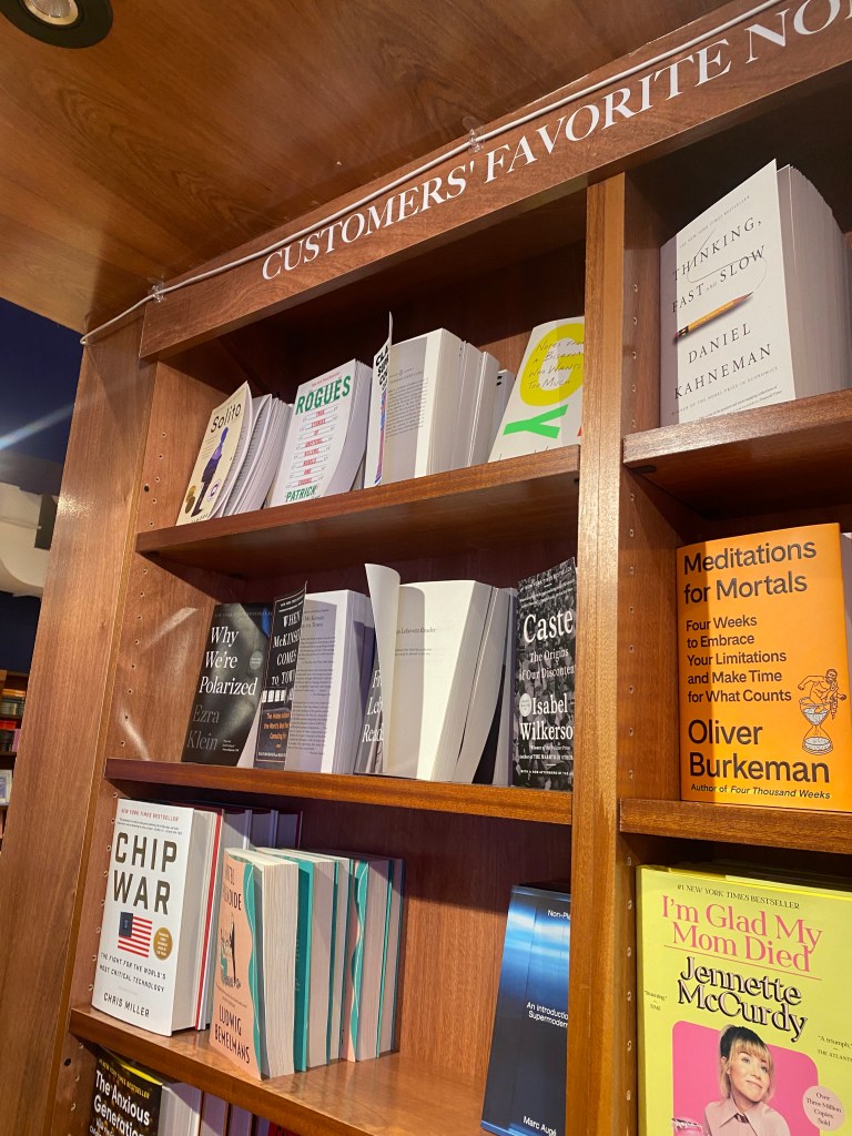 Bookshelf of customer favorite books.