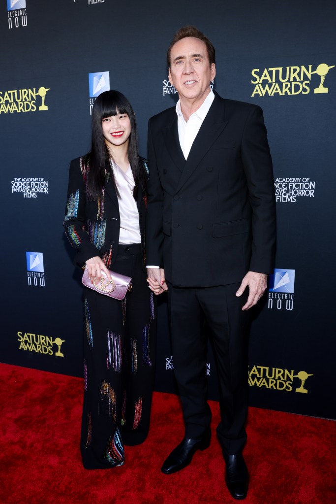 Nicholas Cage and Riko Shibata in February 2025