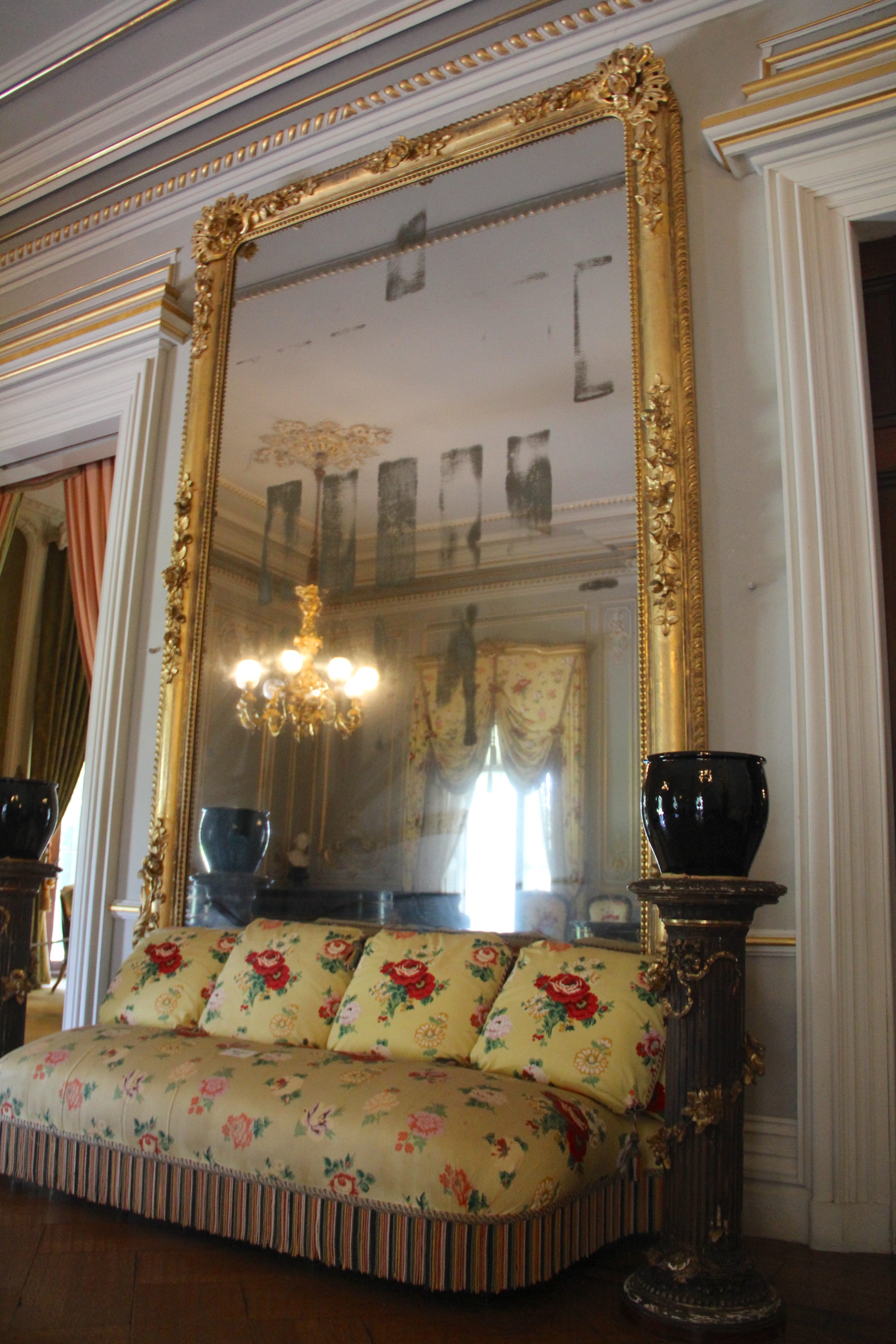 A large mirror in the Ballroom at Chateau-sur-Mer.