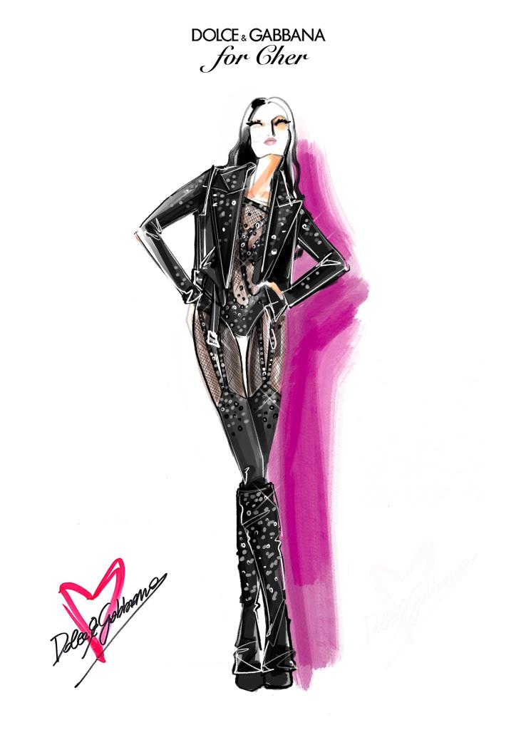 A sketch of Cher's Dolce & Gabbana outfit