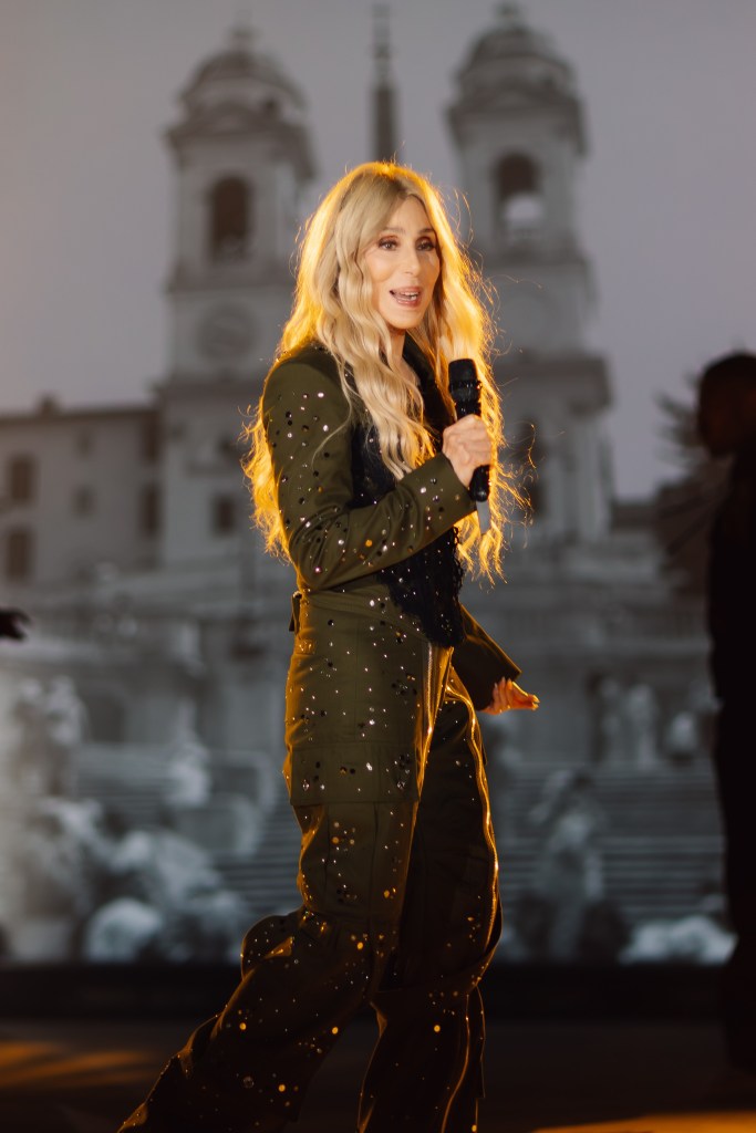 Cher performing at a Dolce & Gabbana event