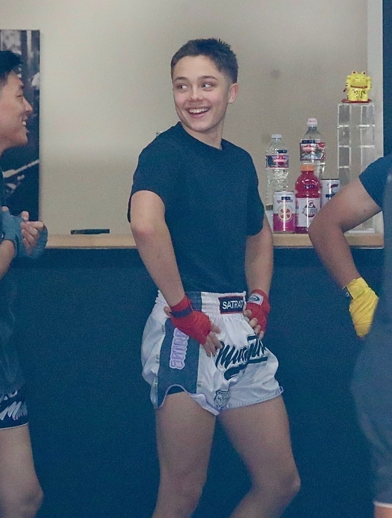 Knox Léon Jolie-Pitt was seen flexing fresh off a weekend Muay Thai victory in Los Angeles.