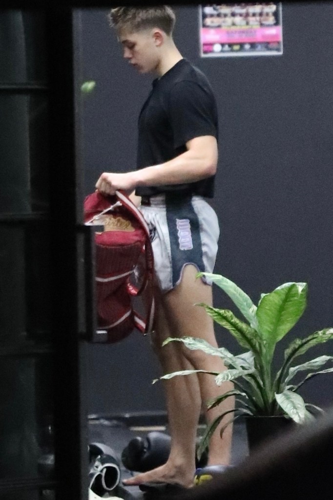 Knox Léon Jolie-Pitt was seen flexing fresh off a weekend Muay Thai victory in Los Angeles.