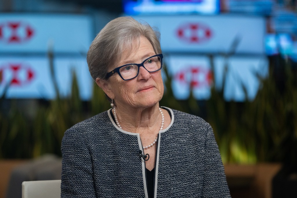 Kathryn Wylde in a Bloomberg Television interview at HSBC's new headquarters.