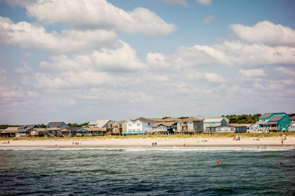 Beach houses on Oak Island, North Carolina.