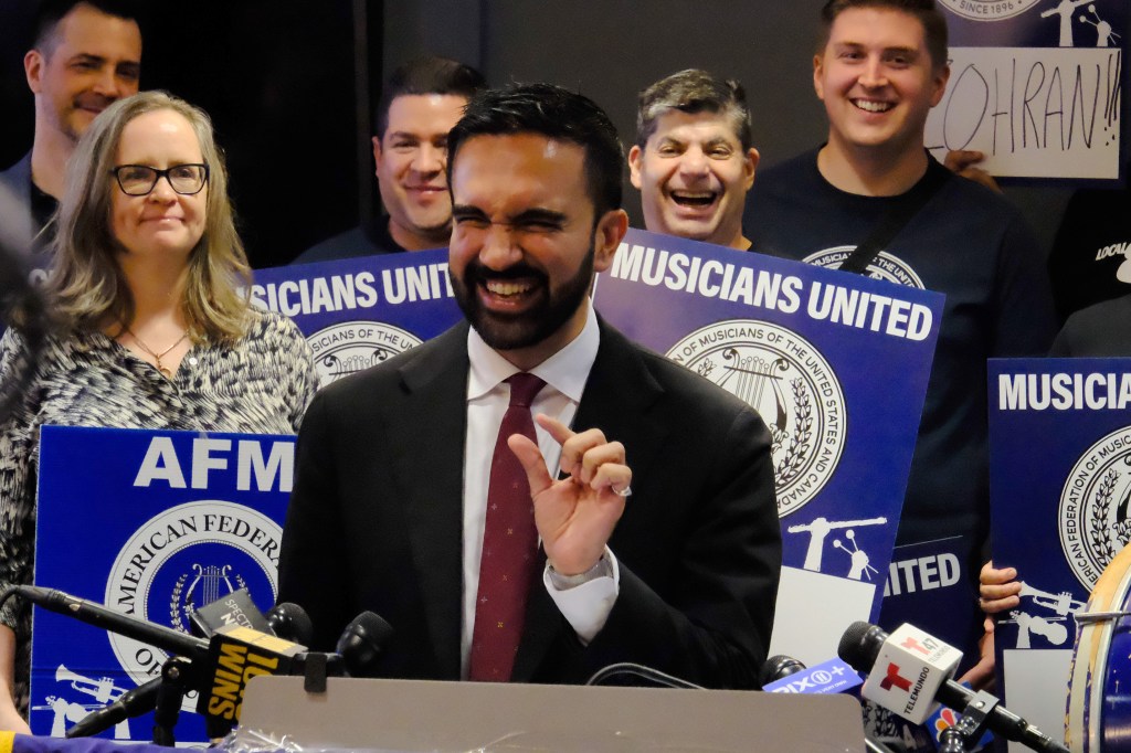 Mayoral candidate Zohran Mamdani receiving an endorsement.
