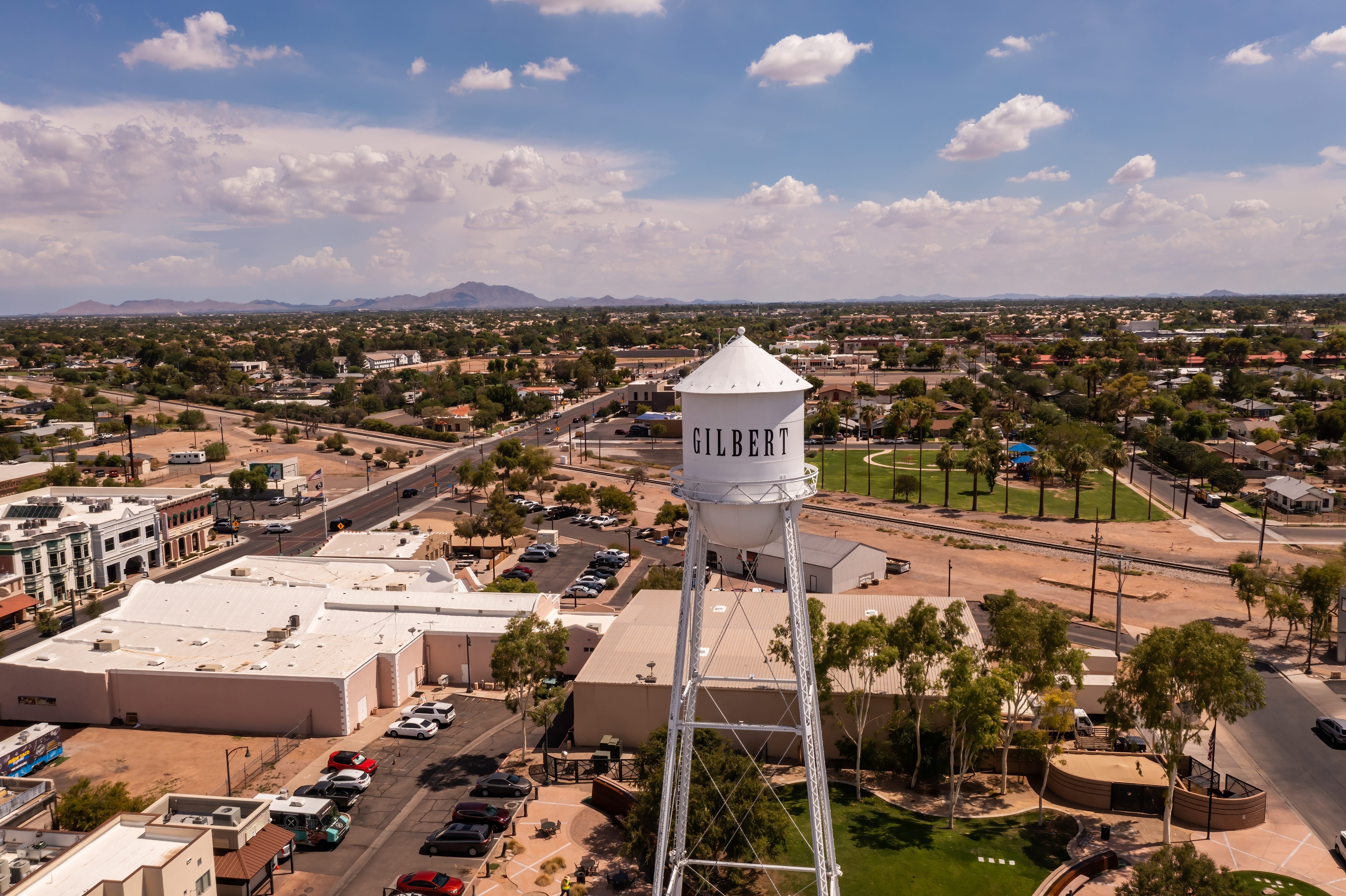 Drone shot of Gilbert, Arizona.