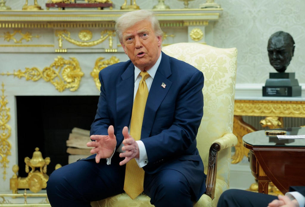 President Trump speaking during a meeting.