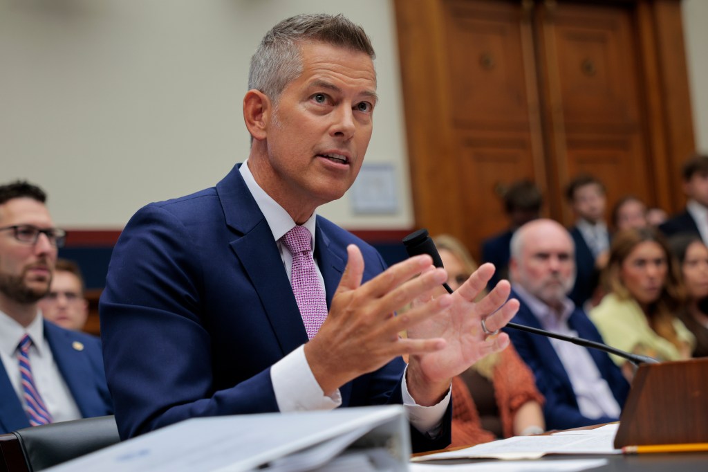 Secretary of Transportation Sean Duffy testifying at a House budget hearing.