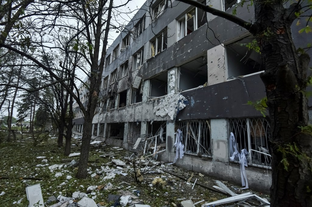 Aftermath of a Russian drone strike in Dnipro, Ukraine.