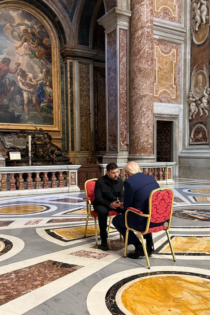 Zelensky and Trump meeting at the Vatican.