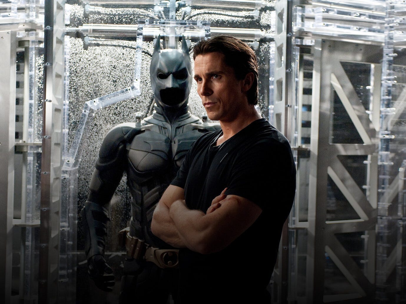 christian bale as bruce wayne in the dark knight rises
