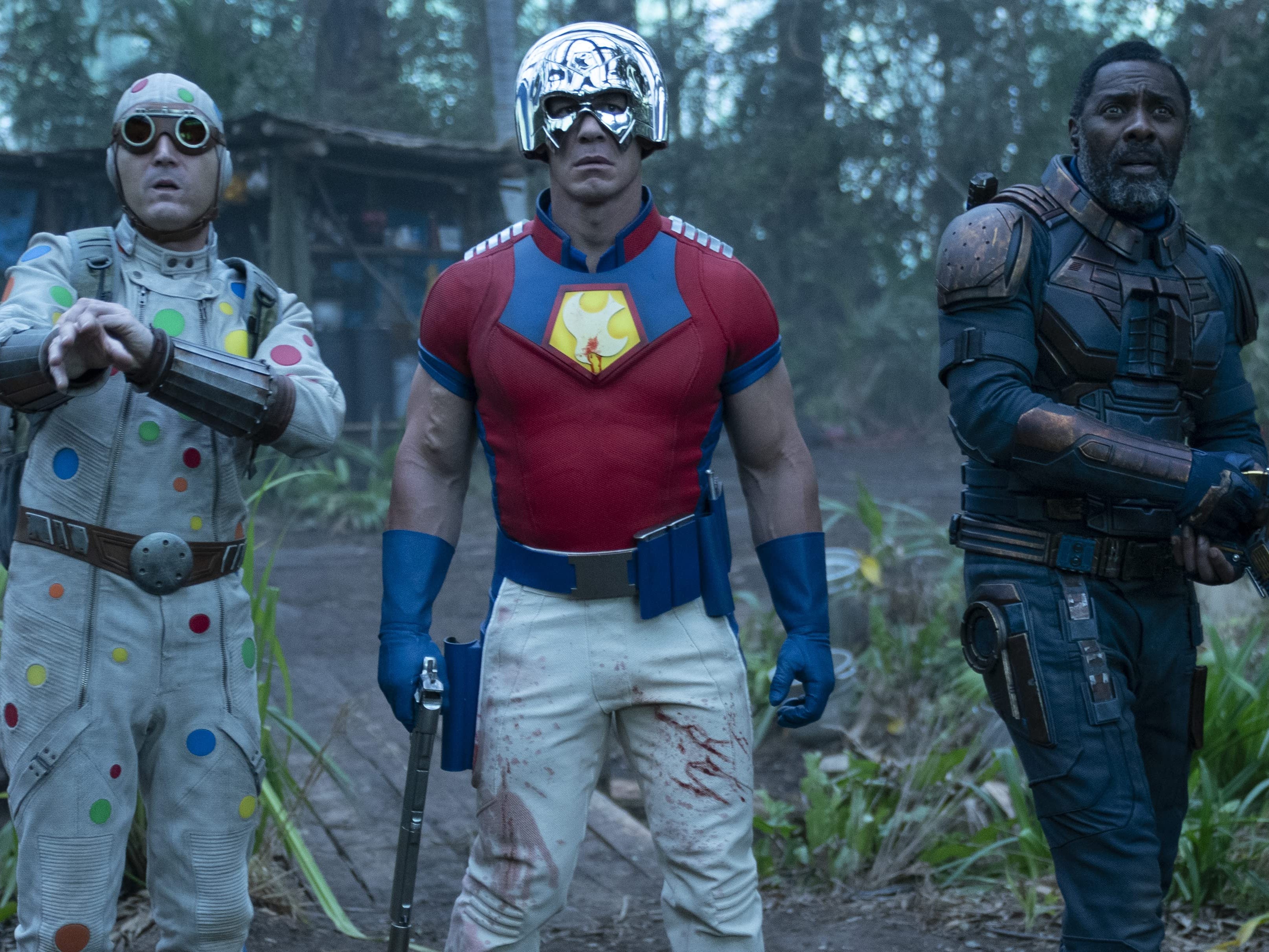david dastmalchian, john cena, idris elba, and daniela Melchior in the suicide squad