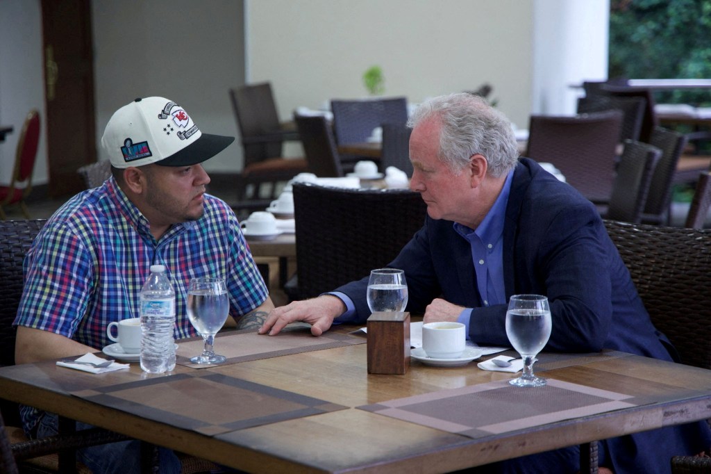 Senator Chris Van Hollen meeting with Kilmar Abrego Garcia in El Salvador.