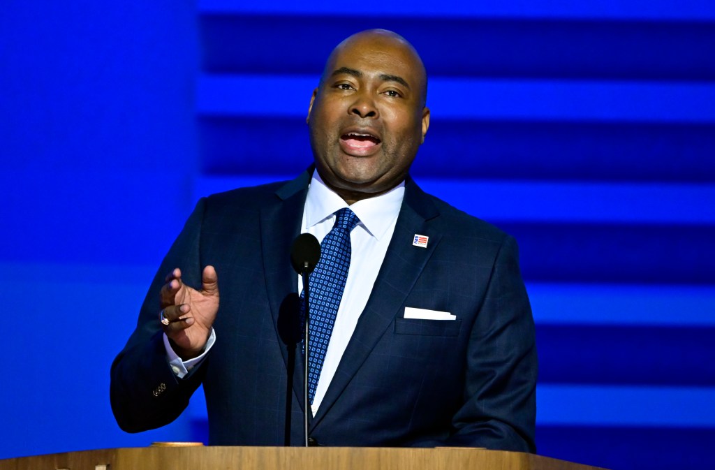 Jaime Harrison speaking at the 2024 Democratic National Convention.