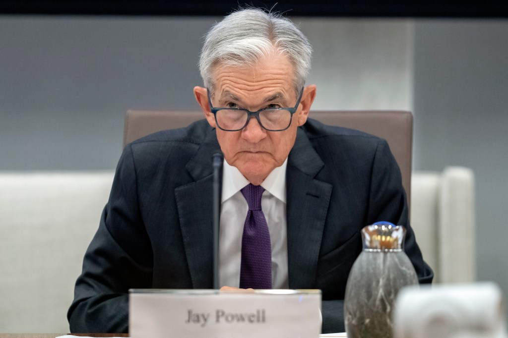 Jay Powell at a meeting.