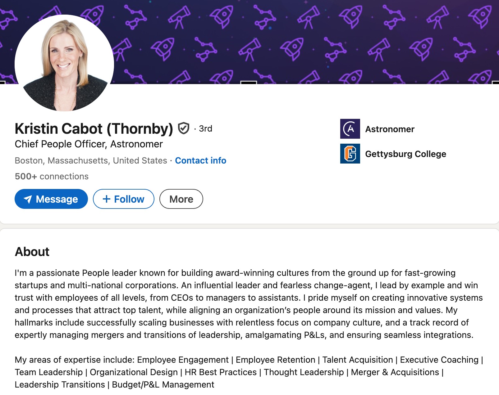 Kristin Cabot's LinkedIn profile. 