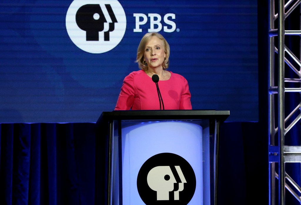 President and CEO of PBS Paula Kerger speaks during the PBS Executive Session at the Television Critics Association Winter Press Tour at The Langham Huntington, Feb. 2, 2019, in Pasadena, Calif