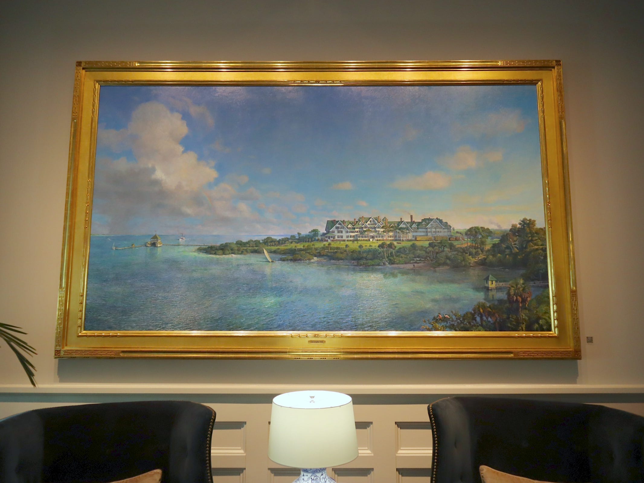 painting of the original belleview biltmore resort on the walls of the belleview inn