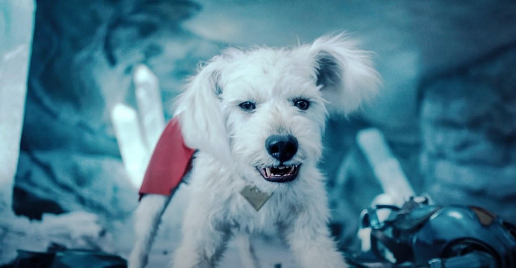 A still of Krypto from the Superman movie. 
