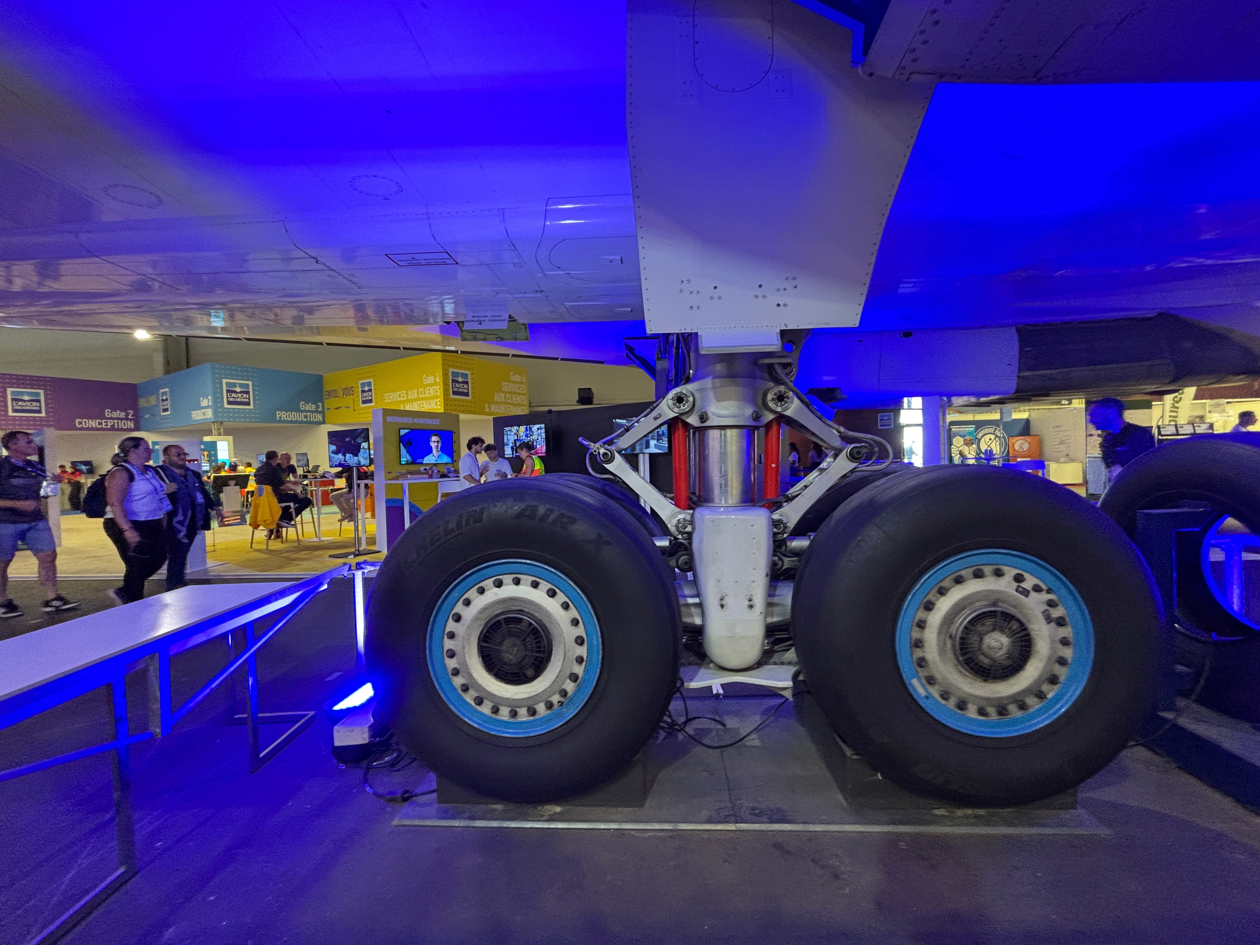 The landing gear of a Concorde in the middle of a conference hall at the Paris Air Show 2025