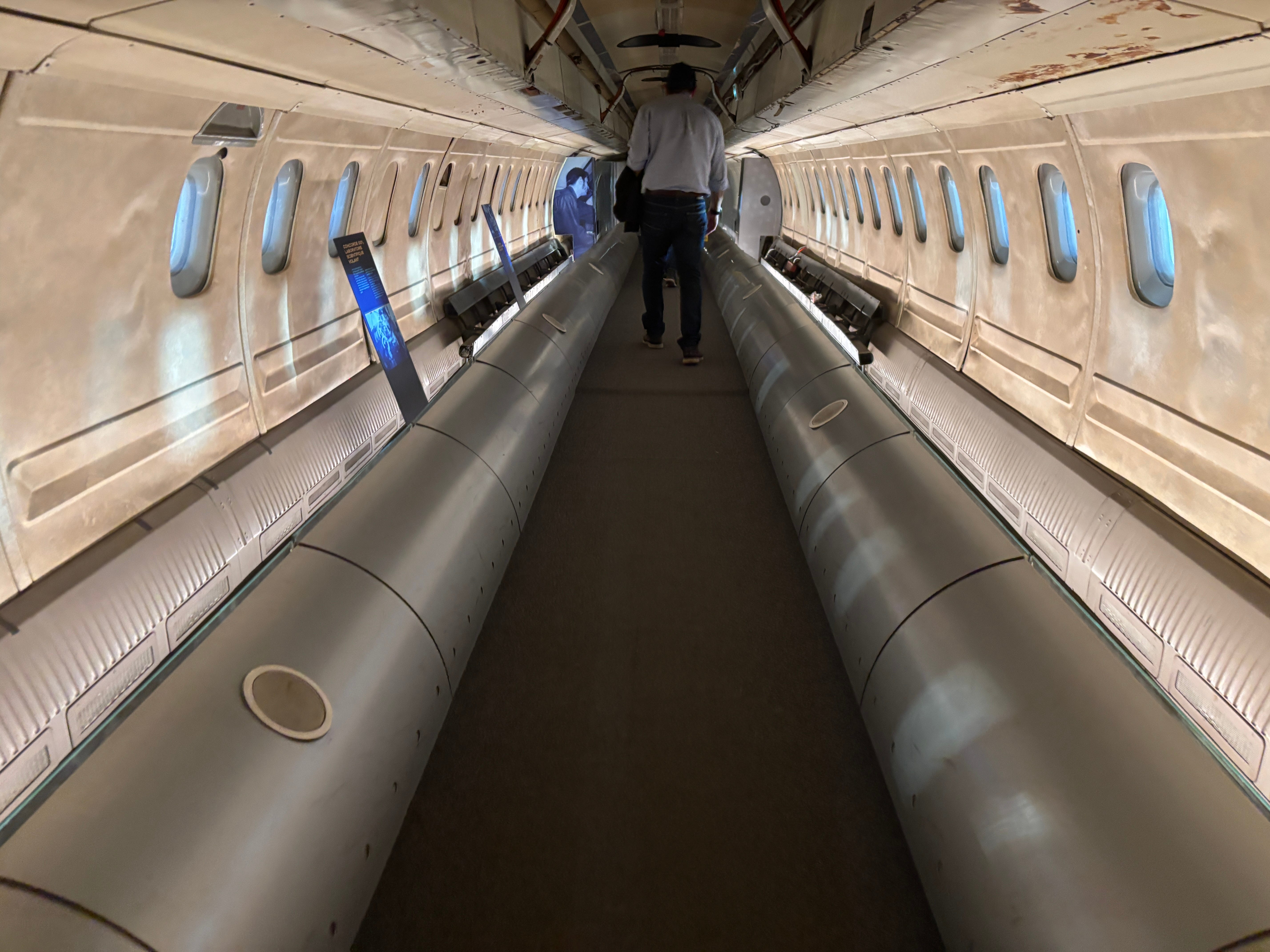 A view inside the stripped-out Concorde 001 in Paris