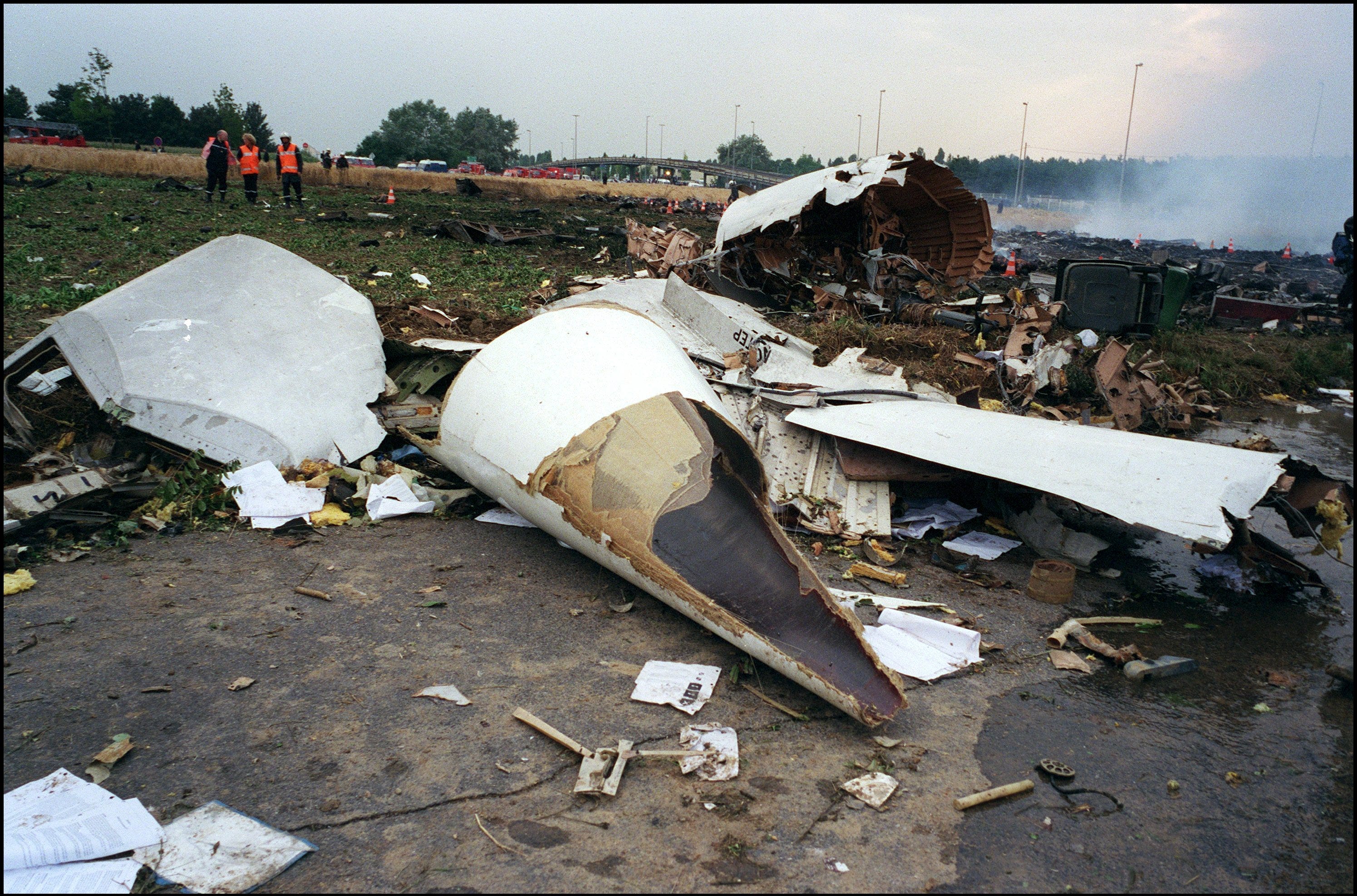 Wreckage of Concorde Flight 4590 after it crashed in Gonesse, France on July 25th, 2000.