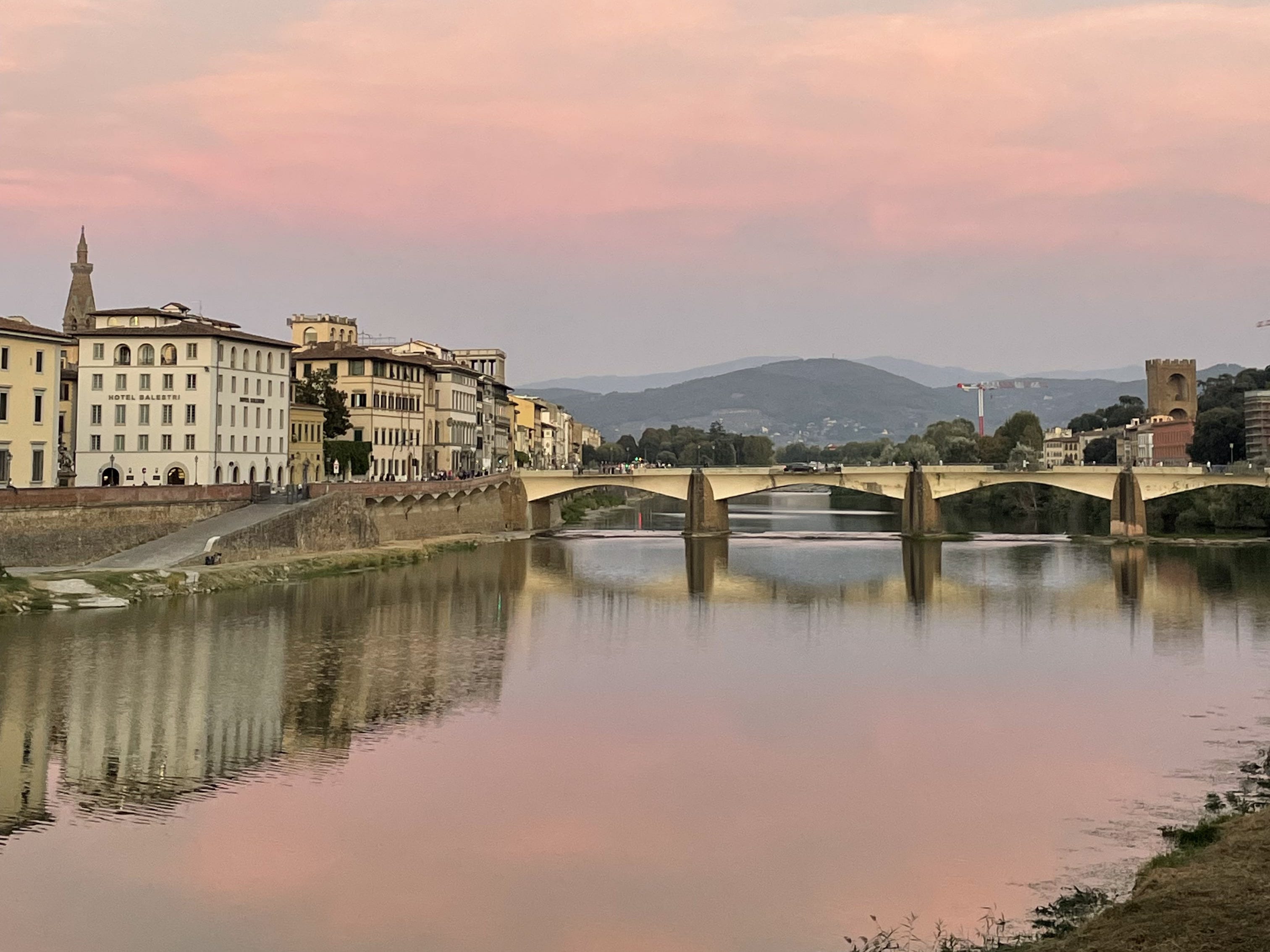 Sunset in Florence on Arno River