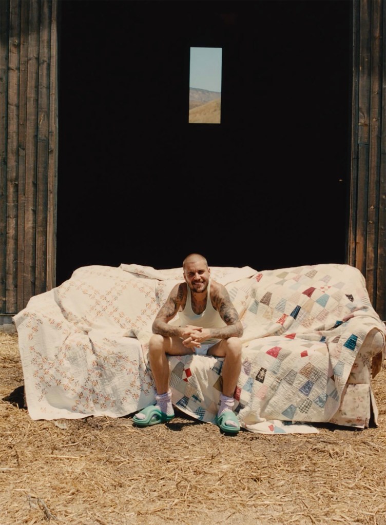 Justin Bieber on a couch. 