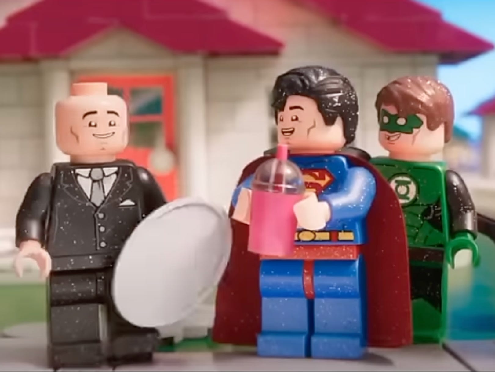lex luthor, superman, and green lantern in the lego movie 2