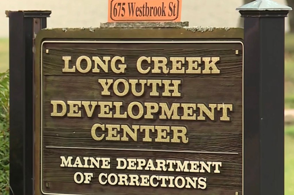 Long Creek Youth Development Center, Maine Department of Corrections sign.